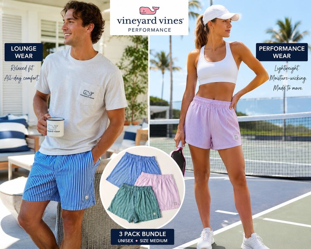 Vineyard‎ Vines Performance Striped Shorts Lot of 3 Size Medium Unisex